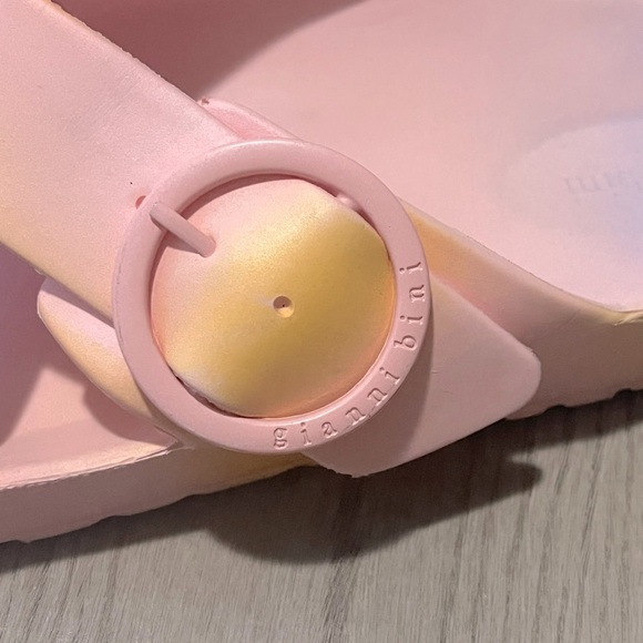 Gianni Bini Pink and Yellow Buckle Sandals, Size 11 - Picture 6 of 11